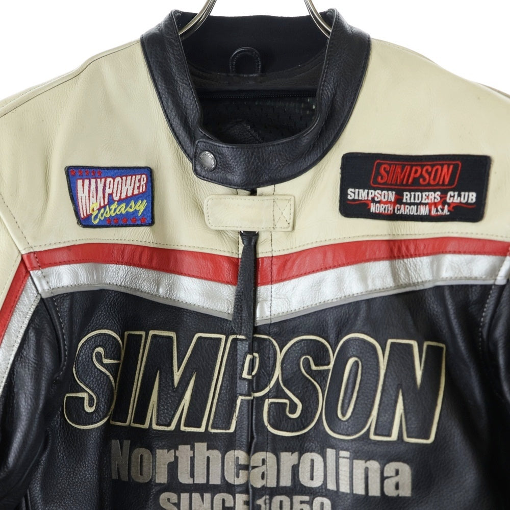 Jessica Simpson(ジェシカシンプソン) レーシングジャケット バイカージャケット レザー ワッペン ホワイト