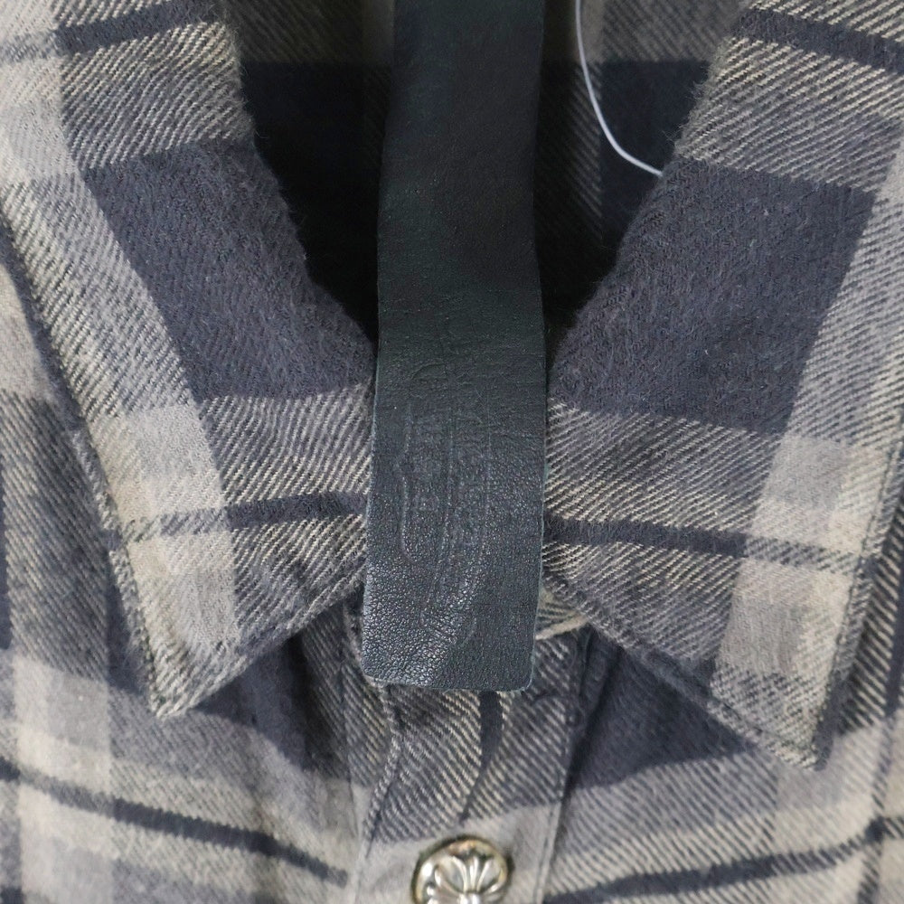 CHROME HEARTS(クロムハーツ) LOOSEENDS LS CHECK JVPタグ ルーズエンド クロスボールボタン ロングスリーブ ネルシャツ ブラック