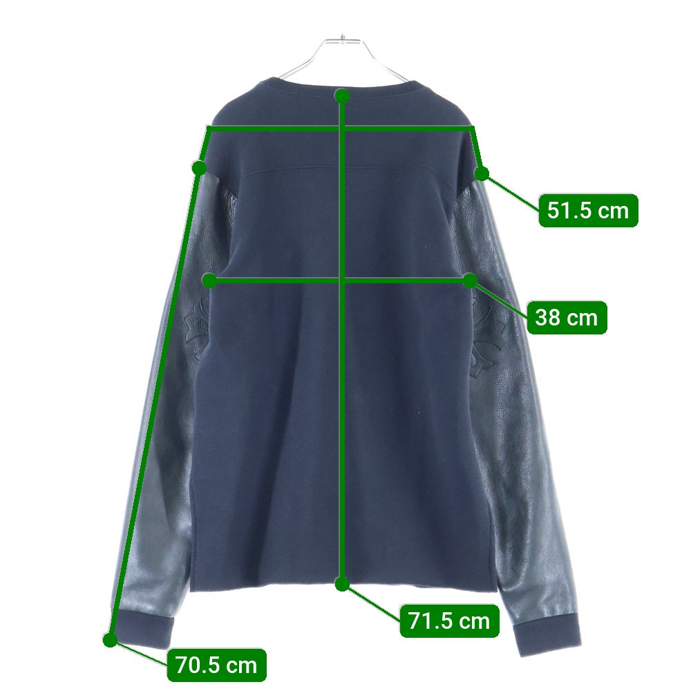 CHROME HEARTS(クロムハーツ) Y NOT クロスパッチ付き レザー切り替え クルーネック スウェット ブラック