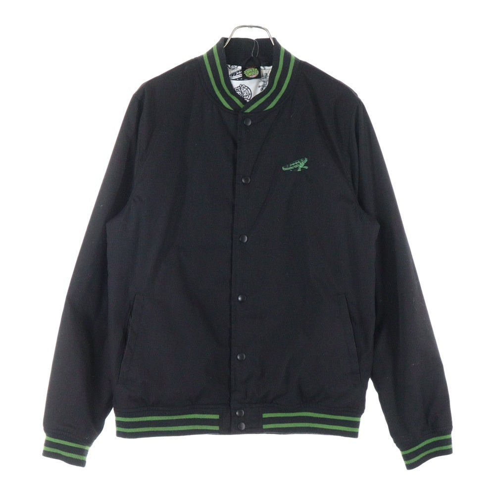 SANTA CRUZ(サンタクルーズ) 胸ロゴ刺しゅう スタジアムジャケット ブルゾン ブラック/グリーン