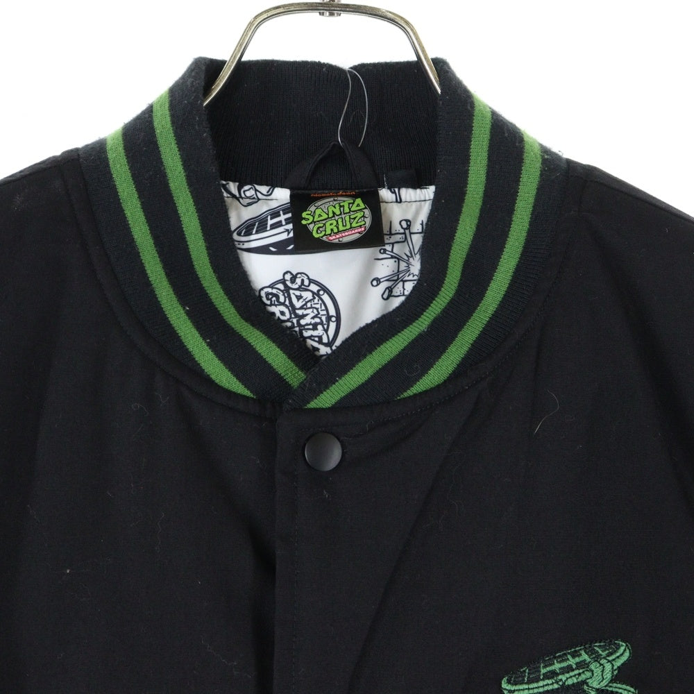 SANTA CRUZ(サンタクルーズ) 胸ロゴ刺しゅう スタジアムジャケット ブルゾン ブラック/グリーン