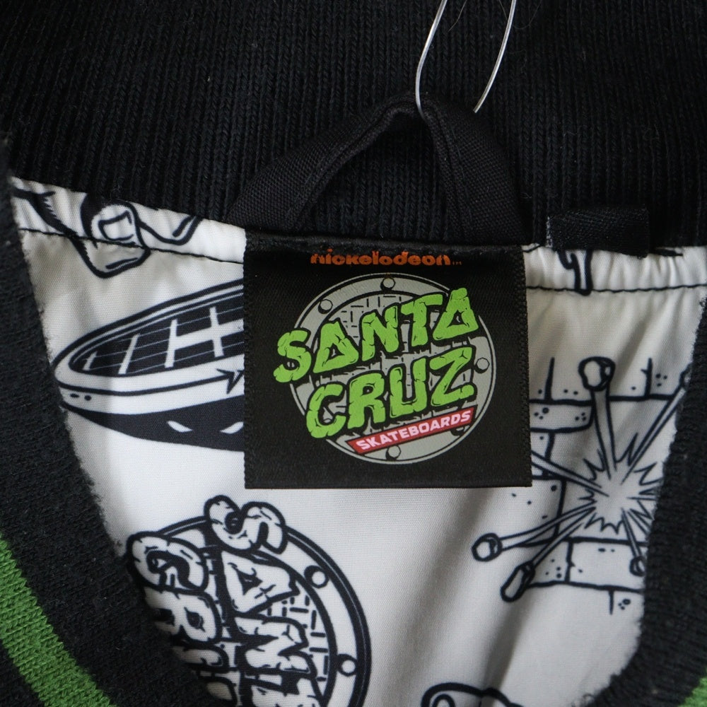 SANTA CRUZ(サンタクルーズ) 胸ロゴ刺しゅう スタジアムジャケット ブルゾン ブラック/グリーン
