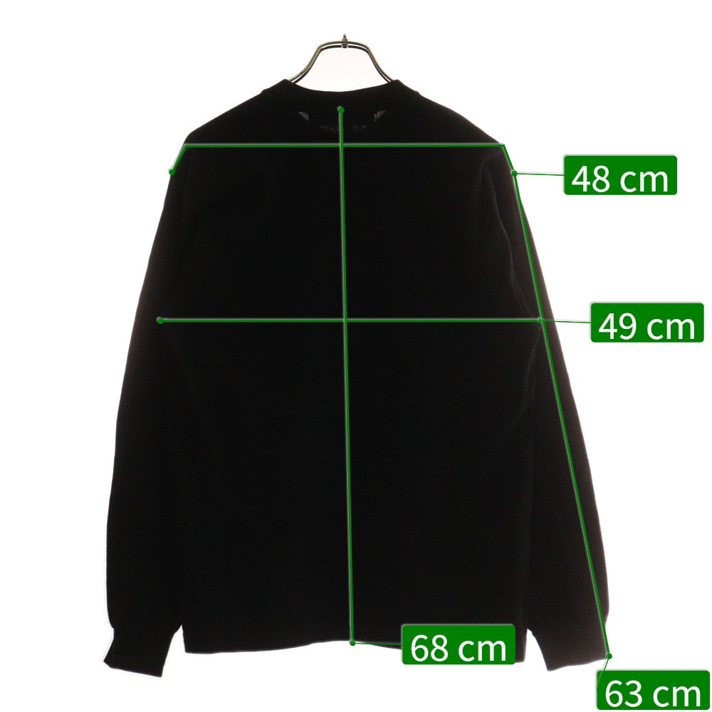 LONELY 論理(ロンリー) フロントプリント 長袖Tシャツ ロングスリーブカットソー ブラック