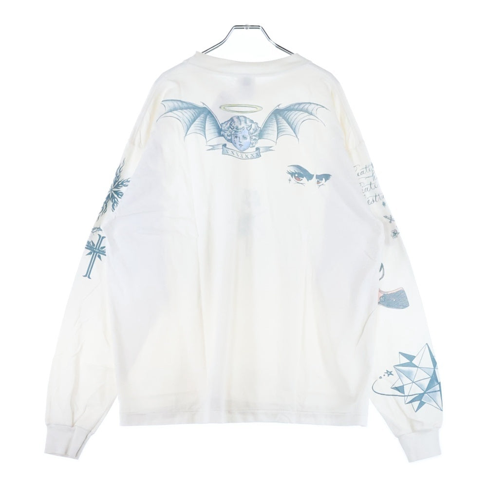 SAINT MICHAEL(セントマイケル) 25AW TATOO DW_LS TEE タトゥープリント 長袖カットソー クルーネック ロングスリーブ ホワイト SM-HR1-0000-C29