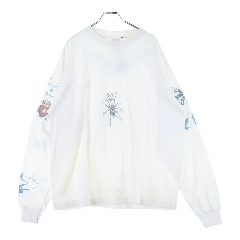SAINT MICHAEL(セントマイケル) 25AW TATOO DW_LS TEE タトゥープリント 長袖カットソー クルーネック ロングスリーブ ホワイト SM-HR1-0000-C29