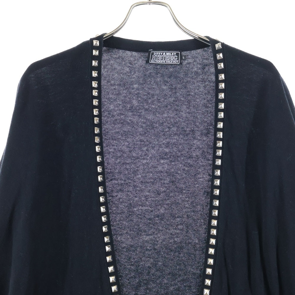 HYSTERIC GLAMOUR(ヒステリックグラマー) 21AW Studs Cardigan スタッズカーディガン コットン ブラック 02213ND01