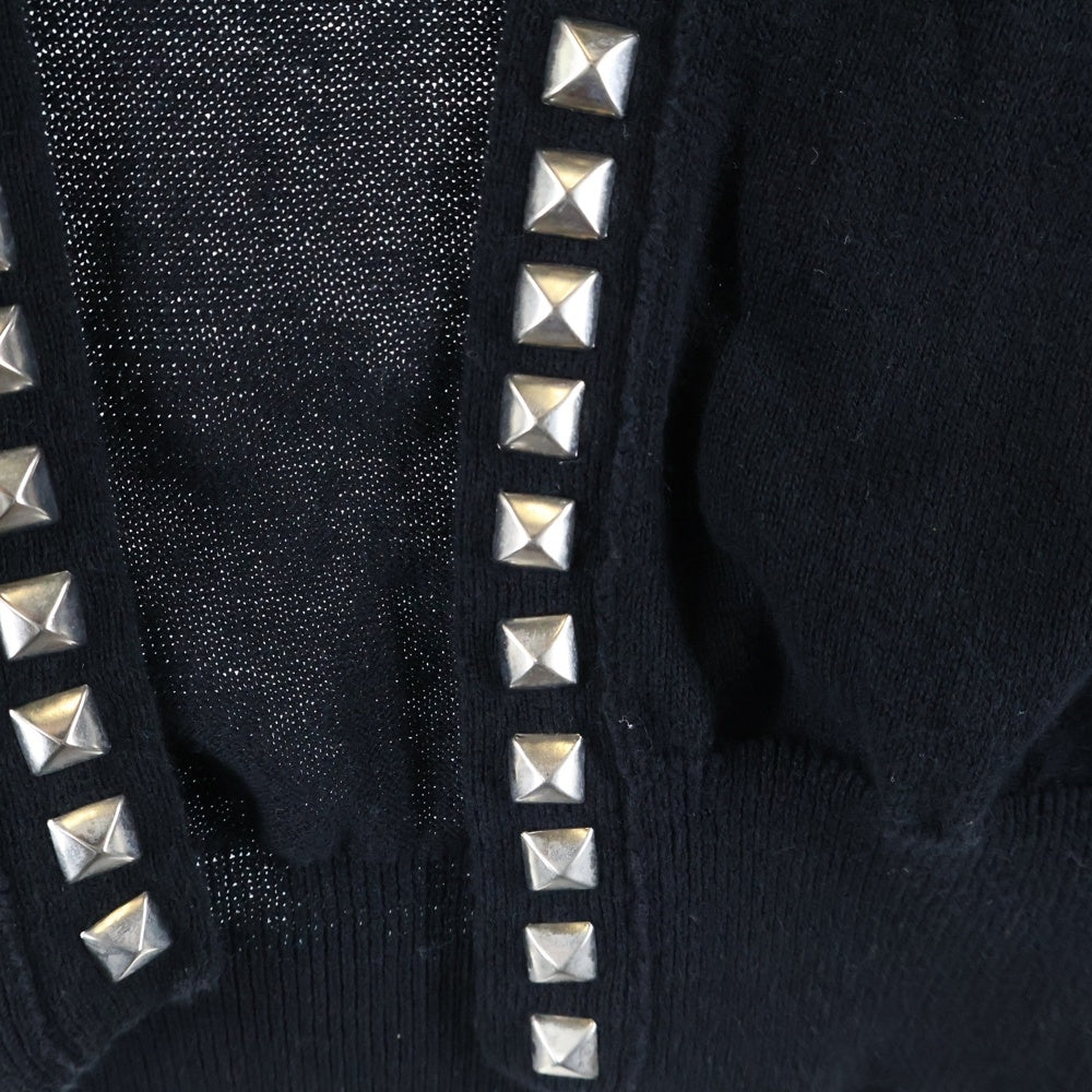 HYSTERIC GLAMOUR(ヒステリックグラマー) 21AW Studs Cardigan スタッズカーディガン コットン ブラック 02213ND01