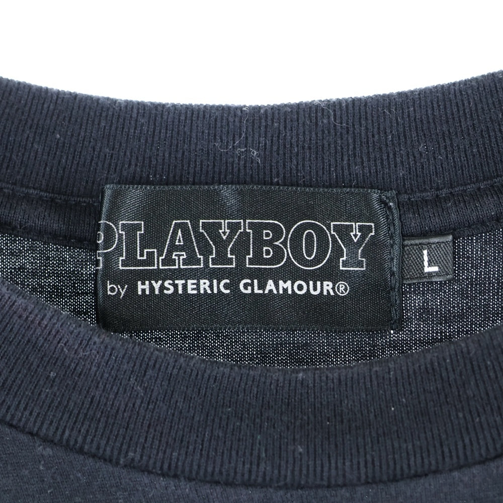 HYSTERIC GLAMOUR(ヒステリックグラマー) ×PLAYBOY 両面プリント クルーネックTシャツ 半袖カットソー ブラック 02222CT20