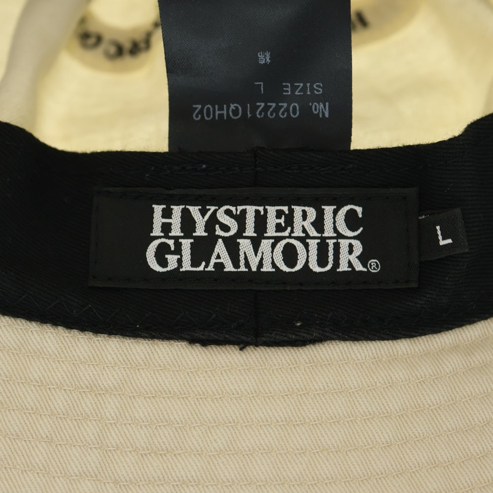 HYSTERIC GLAMOUR(ヒステリックグラマー) ロゴ刺しゅう コットン バケットハット ベージュ 02221QH02