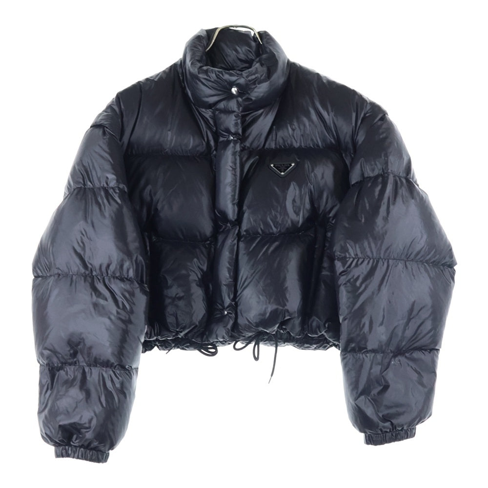 PRADA(プラダ) Re-Nylon リナイロン コンバーチブル クロップド トライアングルロゴプレート ダウンジャケット ブラック レディース 291805 S222 11A9