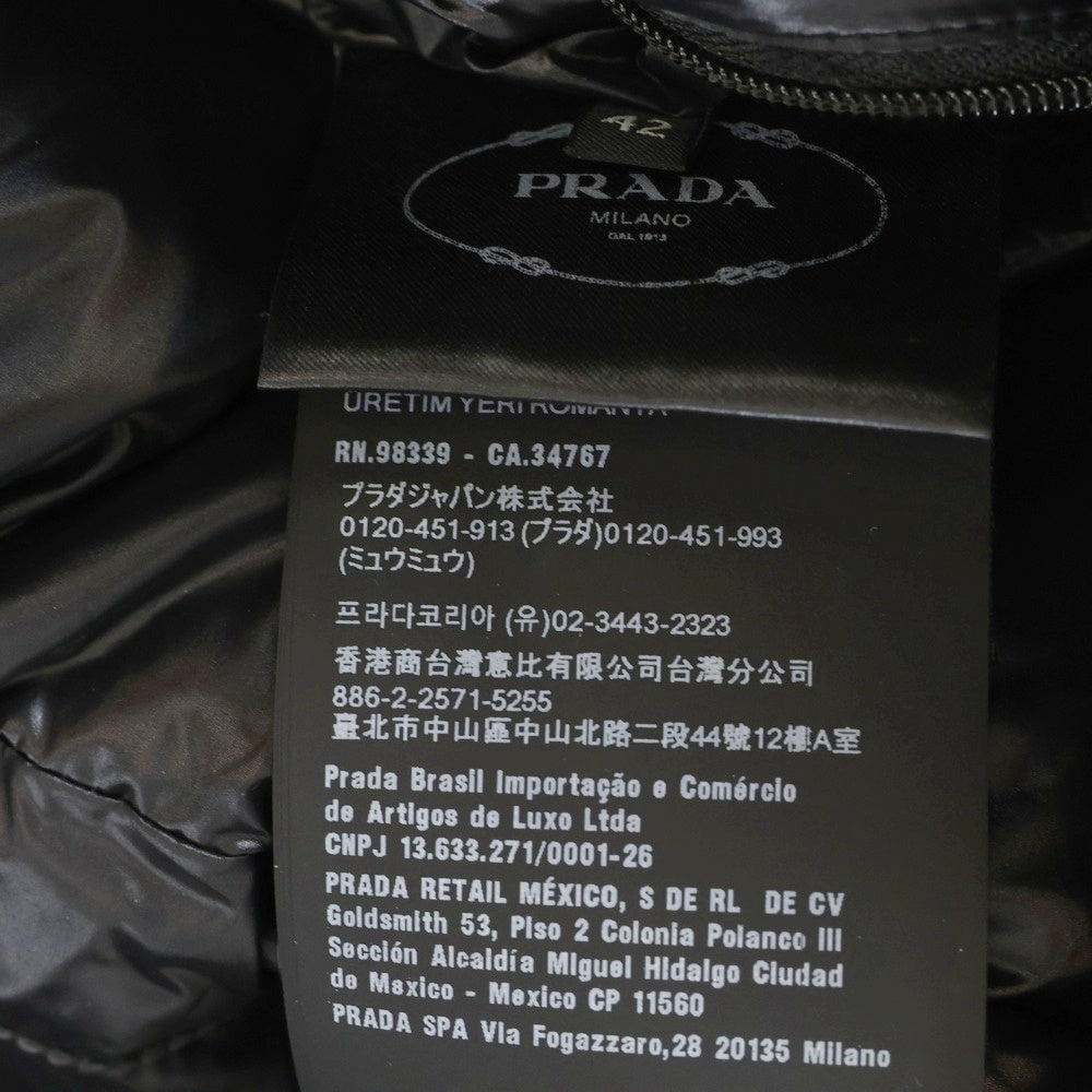 PRADA(プラダ) Re-Nylon リナイロン コンバーチブル クロップド トライアングルロゴプレート ダウンジャケット ブラック レディース 291805 S222 11A9