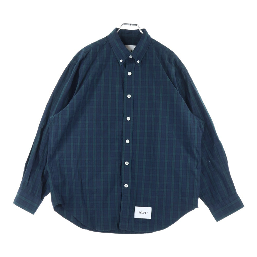 WTAPS(ダブルタップス) 25SS BD 03 / LS / COTTON. BROADCLOTH. TEXTILE. OF チェック ロングスリーブコットンシャツ 長袖シャツ グリーン 251TQDT-SHM03