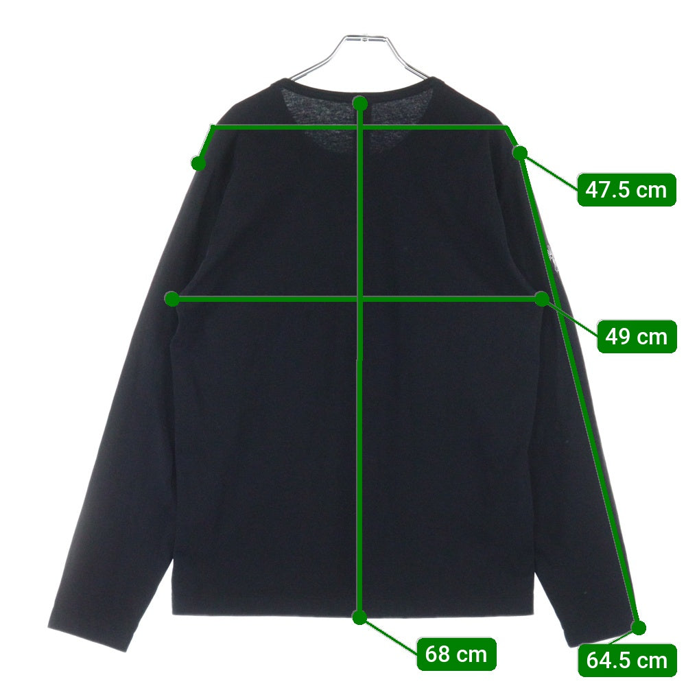 CHROME HEARTS(クロムハーツ) YNOT L/S TEE フロントロゴ刺繍 袖CHクロス刺繍 クルーネック 長袖Tシャツ ブラック