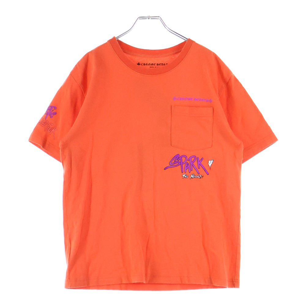 CHROME HEARTS(クロムハーツ) ×MATTY BOY PPO SPARK THE HEART T-SHRTS マッティボーイ プリントスパークザハートクルーネック半袖Tシャツカットソー オレンジ