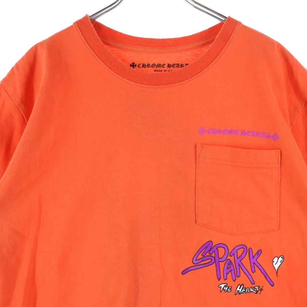 CHROME HEARTS(クロムハーツ) ×MATTY BOY PPO SPARK THE HEART T-SHRTS マッティボーイ プリントスパークザハートクルーネック半袖Tシャツカットソー オレンジ