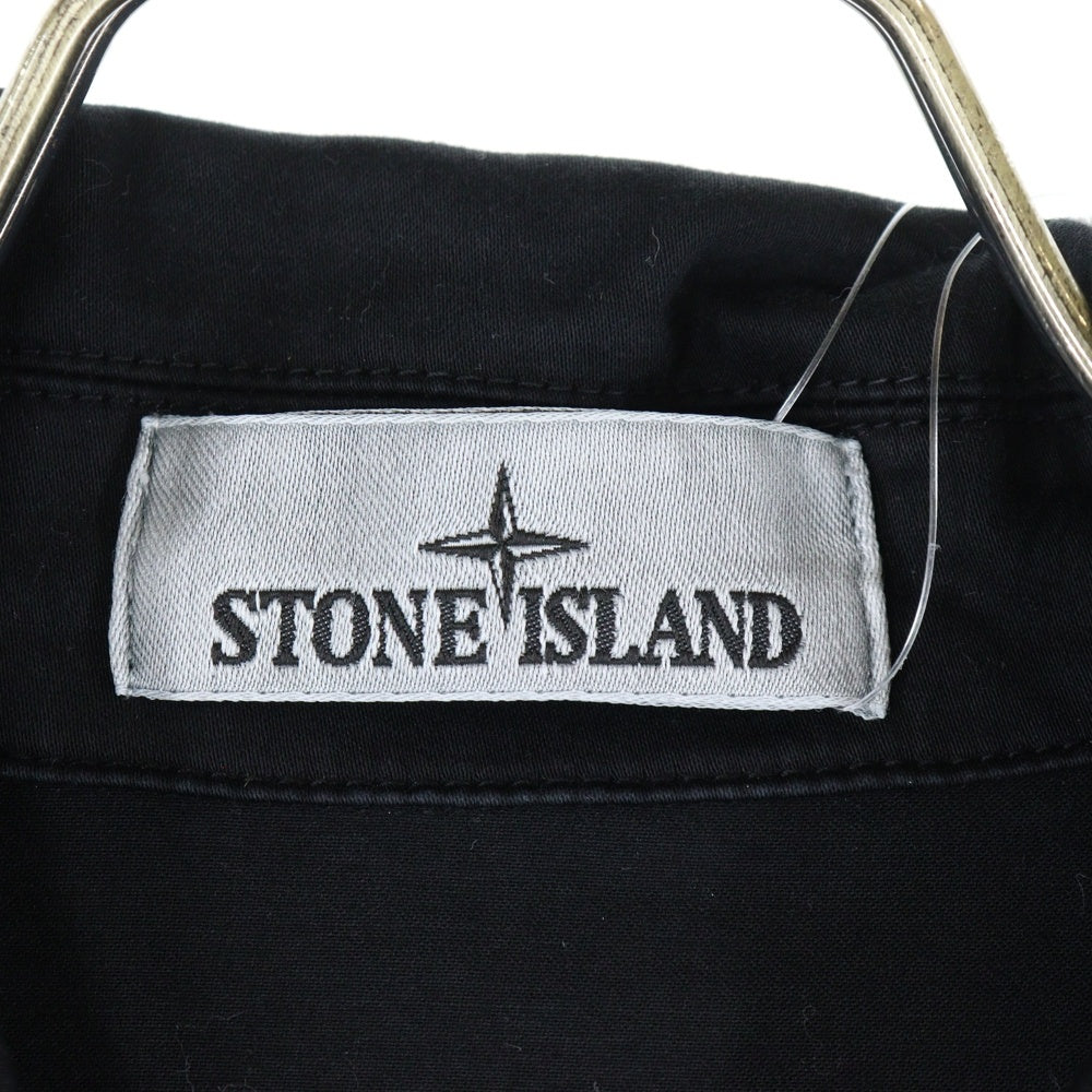 STONE ISLAND(ストーンアイランド) 袖ロゴワッペン オーガニックコットン ダブルジップ オーバーシャツジャケット ブルゾン ブラック 811512808 V0029