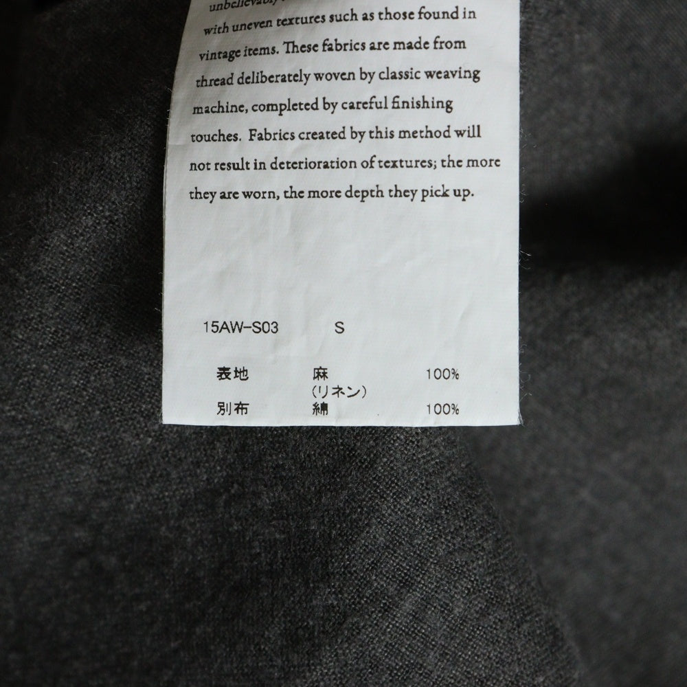 NO BRAND(ノーブランド) Honor Gathering オナーギャザリング リネンシャツ Linen Shirt シャツ グレー 15AW-S03