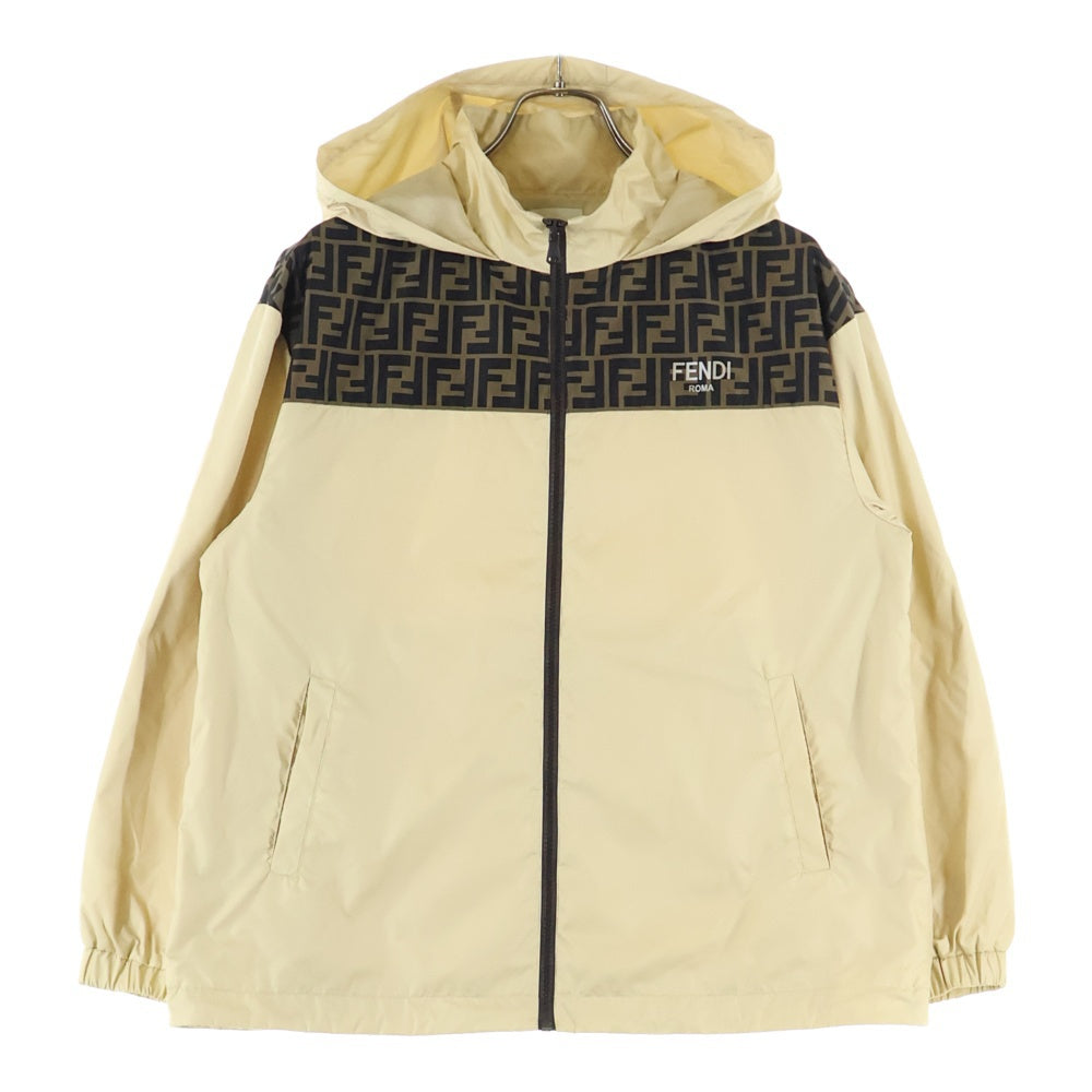 FENDI(フェンディ) KIDS ズッカ柄 ナイロンジャケット ジップアップパーカーブルゾン ベージュ JUA233 AS56