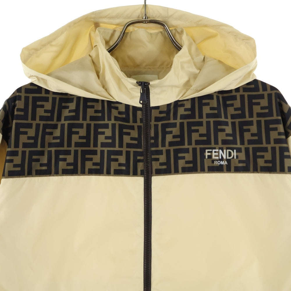 FENDI(フェンディ) KIDS ズッカ柄 ナイロンジャケット ジップアップパーカーブルゾン ベージュ JUA233 AS56