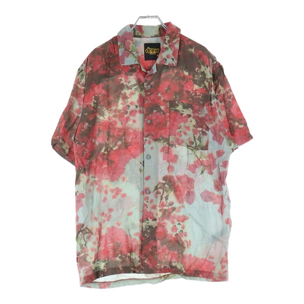 drew house(ドリューハウス) フラワー総柄 レーヨン 半袖シャツ レッド