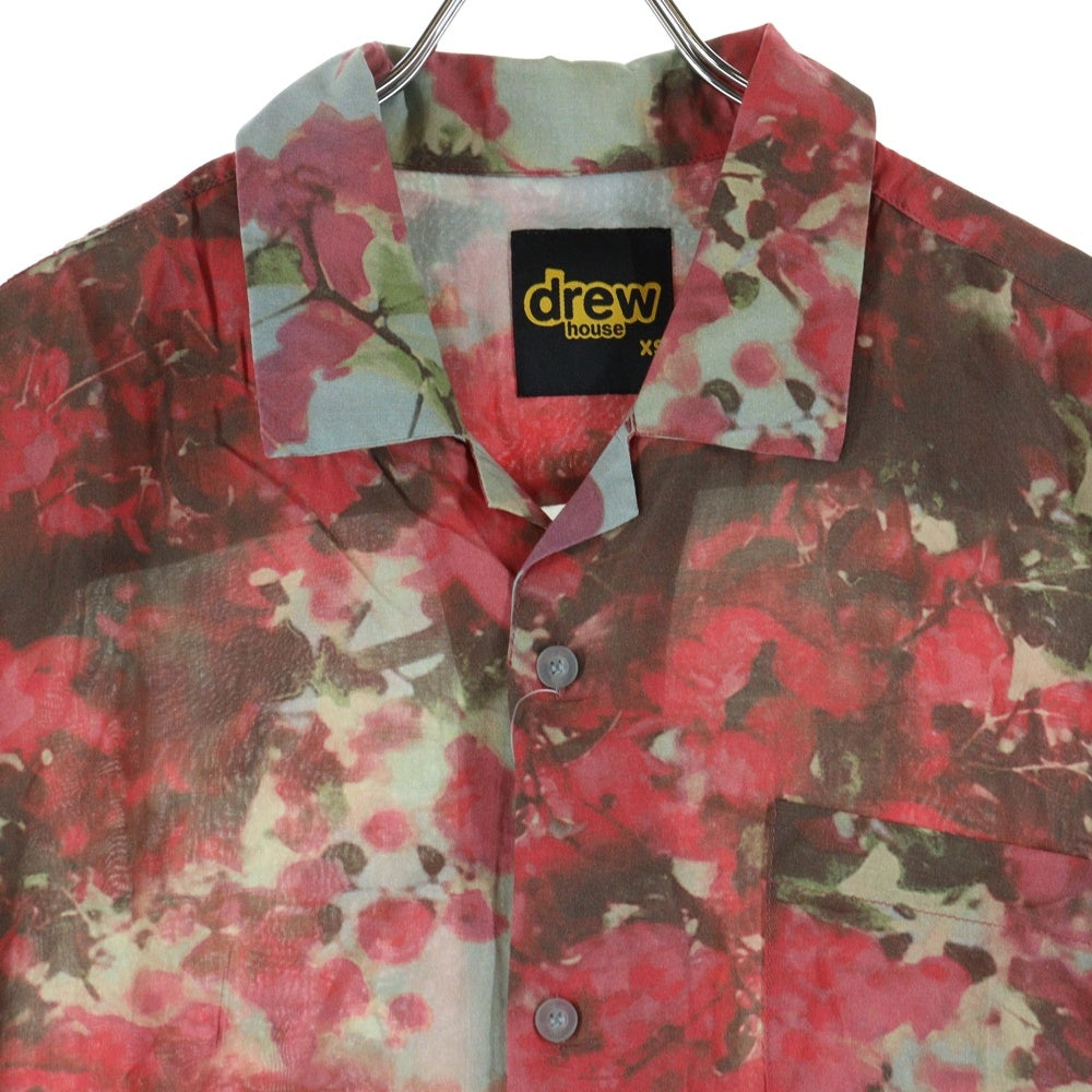 drew house(ドリューハウス) フラワー総柄 レーヨン 半袖シャツ レッド