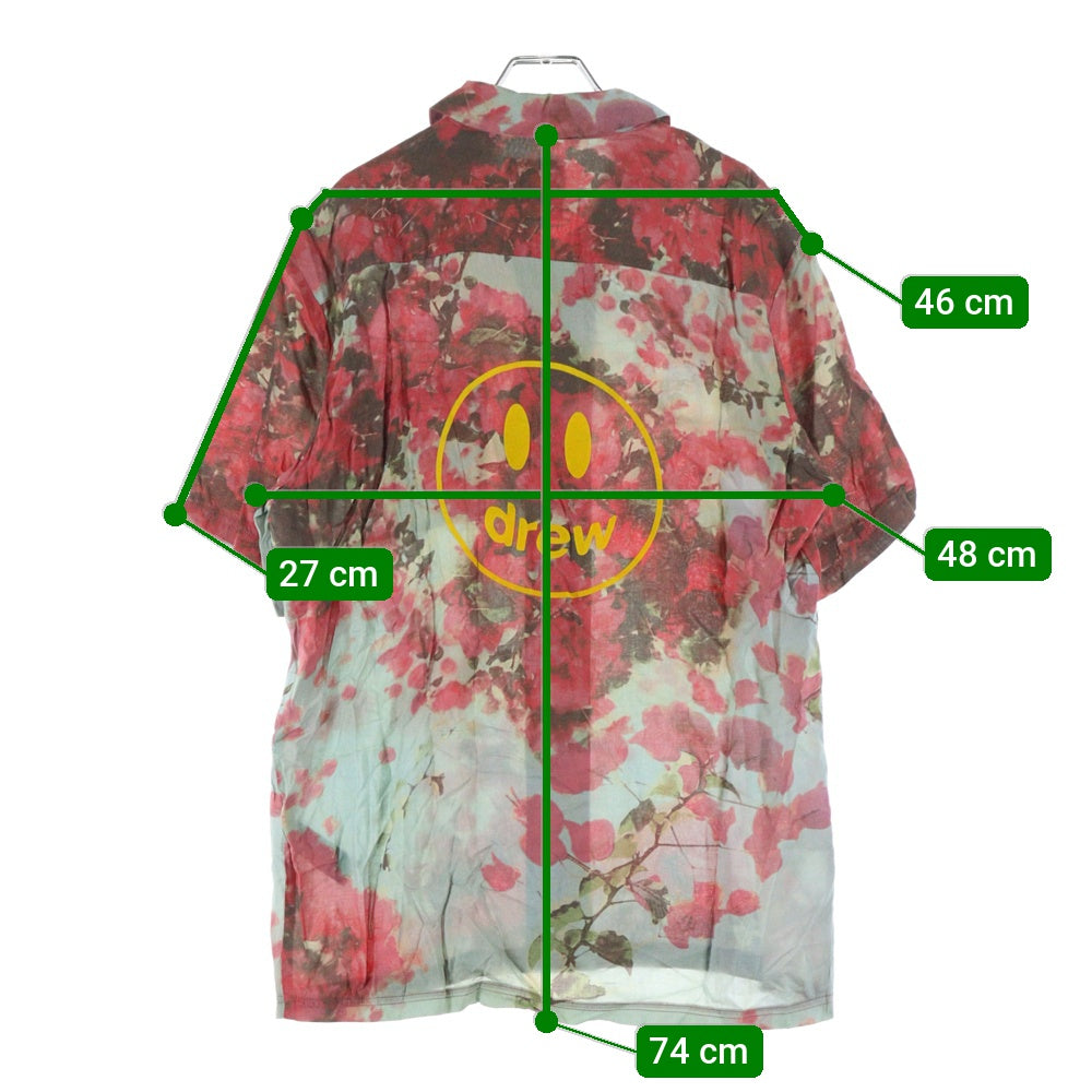 drew house(ドリューハウス) フラワー総柄 レーヨン 半袖シャツ レッド