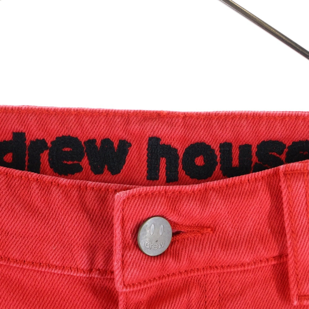 drew house(ドリューハウス) ロゴ刺繍 ダメージ加工 スキニーデニムパンツ レッド
