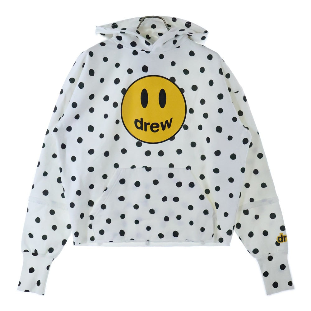 drew house(ドリューハウス) FRONT LOGO MASCOT POLKA DOTS HOODIE フロントロゴプリントプルオーバースウェットパーカー フーディー ホワイト/ブラック