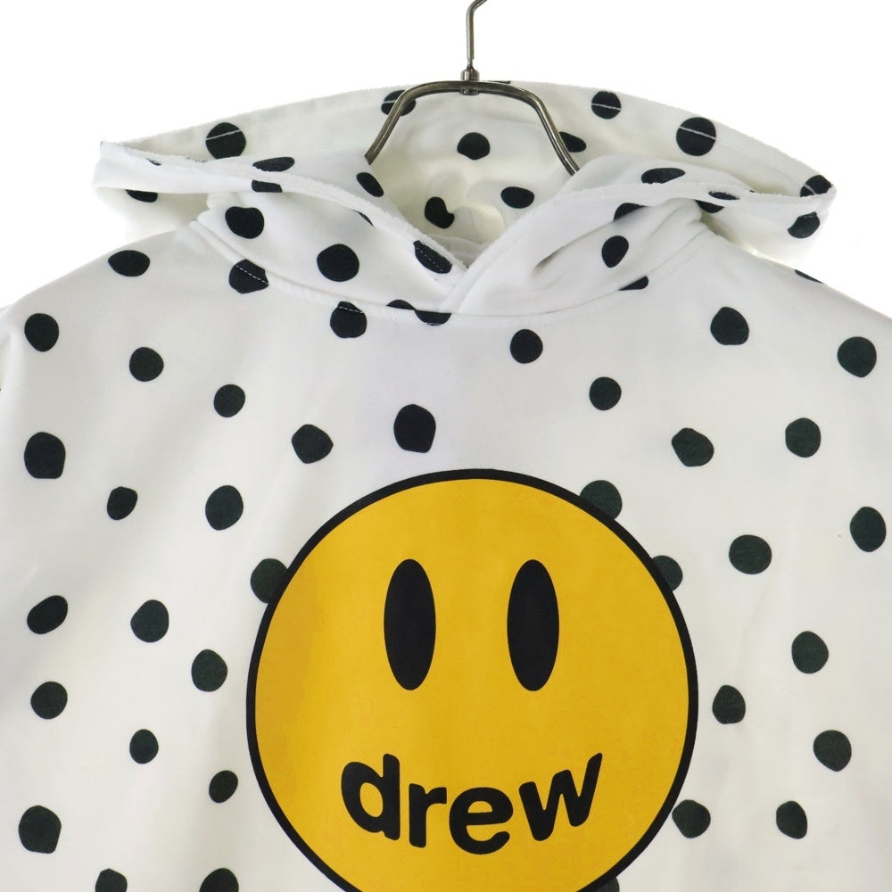 drew house(ドリューハウス) FRONT LOGO MASCOT POLKA DOTS HOODIE フロントロゴプリントプルオーバースウェットパーカー フーディー ホワイト/ブラック