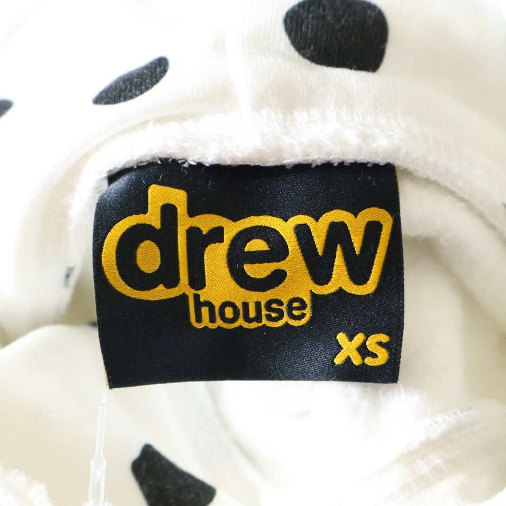 drew house(ドリューハウス) FRONT LOGO MASCOT POLKA DOTS HOODIE フロントロゴプリントプルオーバースウェットパーカー フーディー ホワイト/ブラック