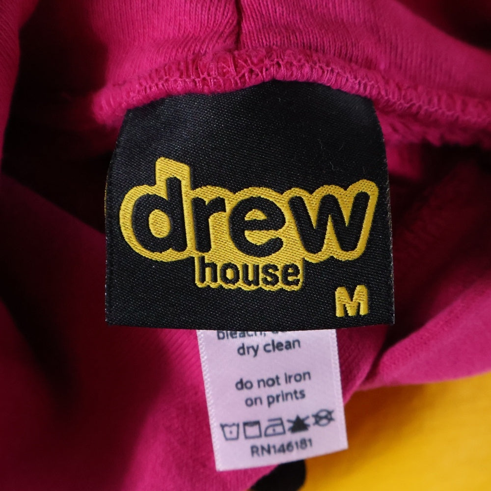 drew house(ドリューハウス) FRONT LOGO MASCOT HOODIE フロントロゴプリントプルオーバースウェットパーカー フーディー ピンク