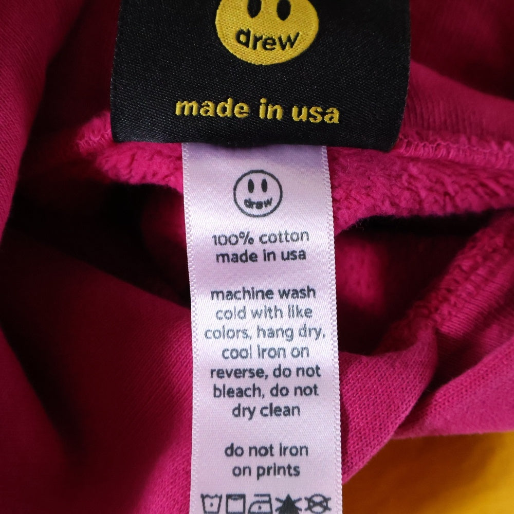 drew house(ドリューハウス) FRONT LOGO MASCOT HOODIE フロントロゴプリントプルオーバースウェットパーカー フーディー ピンク