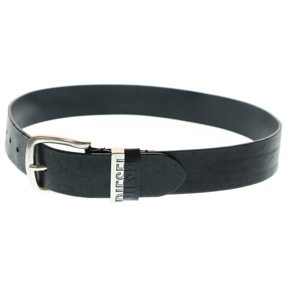 DIESEL(ディーゼル) ダブルループ ダメージ加工 レザー ベルト ブラック X08506