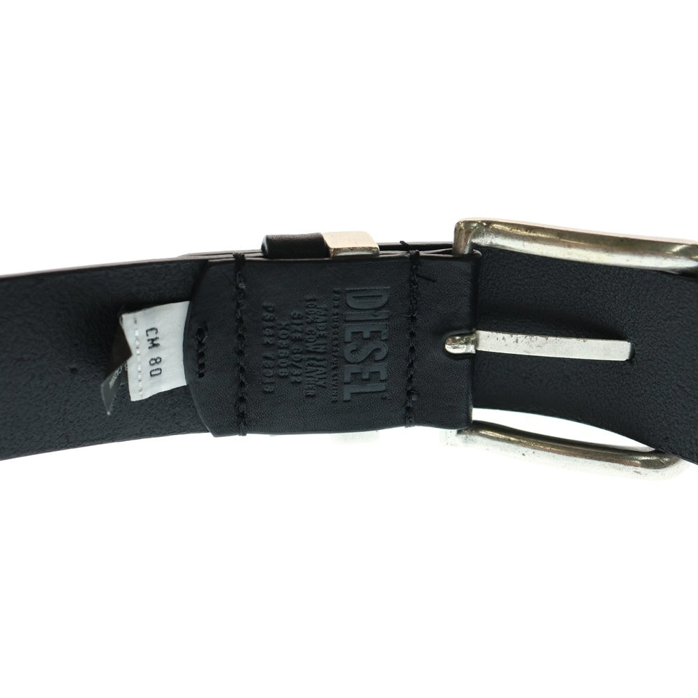 DIESEL(ディーゼル) ダブルループ ダメージ加工 レザー ベルト ブラック X08506