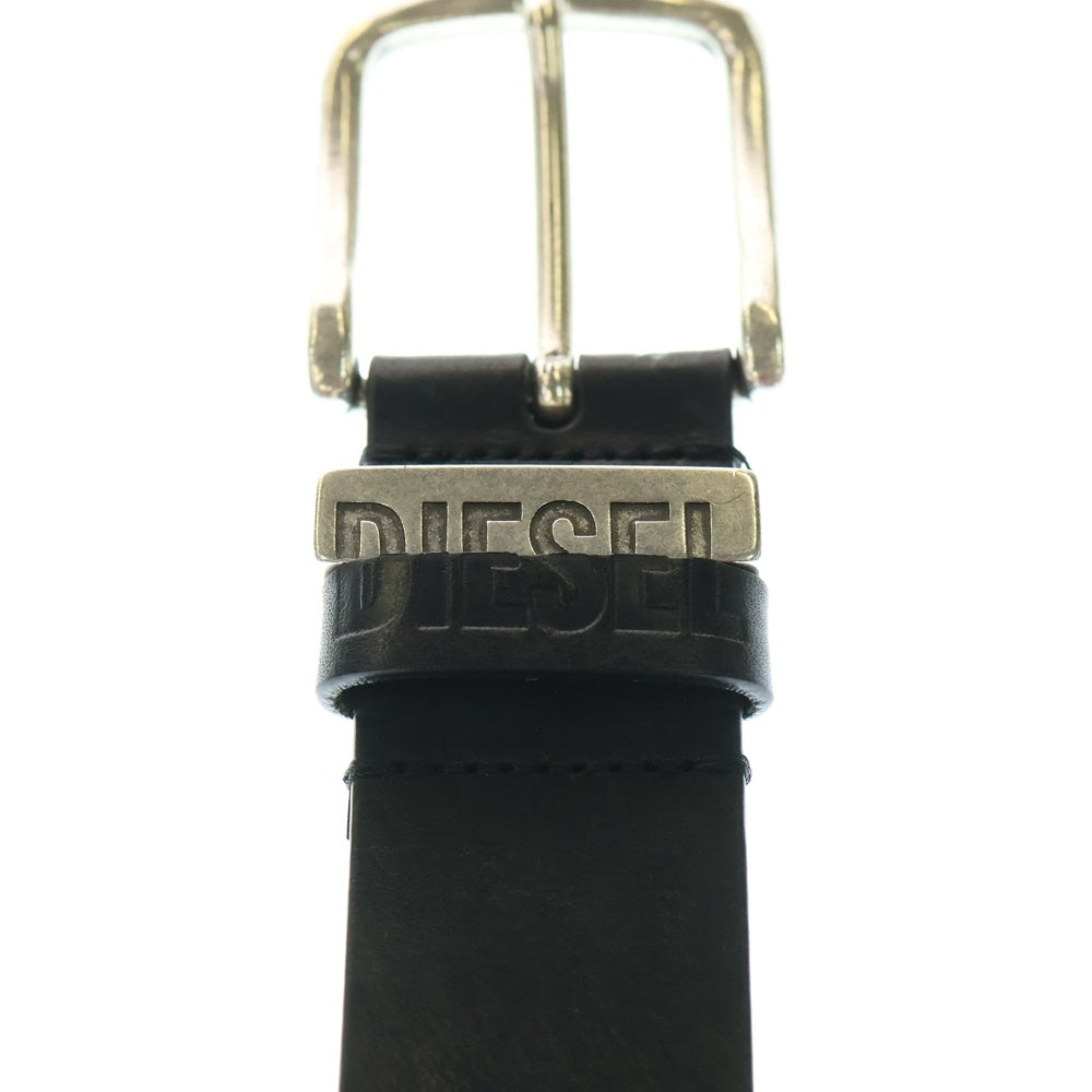 DIESEL(ディーゼル) ダブルループ ダメージ加工 レザー ベルト ブラック X08506