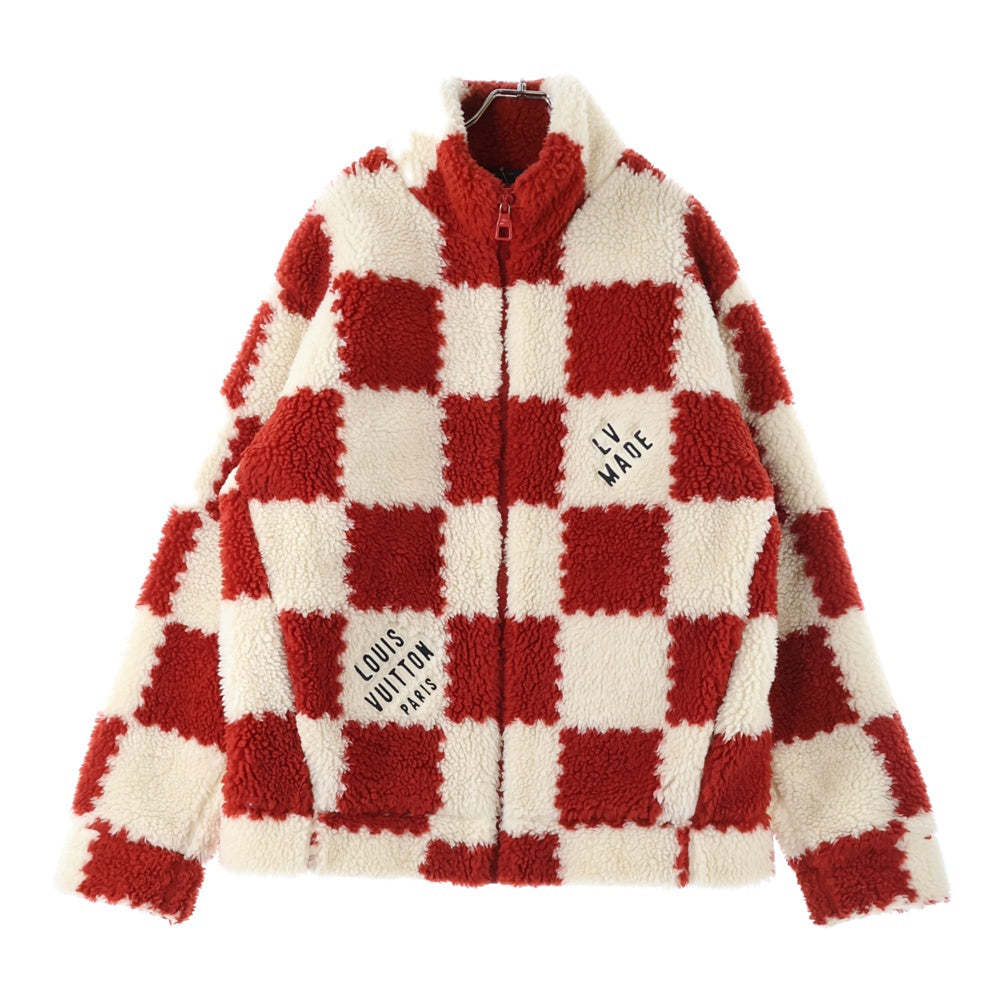 LOUIS VUITTON(ルイヴィトン) 22AW ×NIGO Damier Fleece Jacket ニゴ ダミエ ボアフリースジャケット レッド/ホワイト RM221M I03 HMY04W