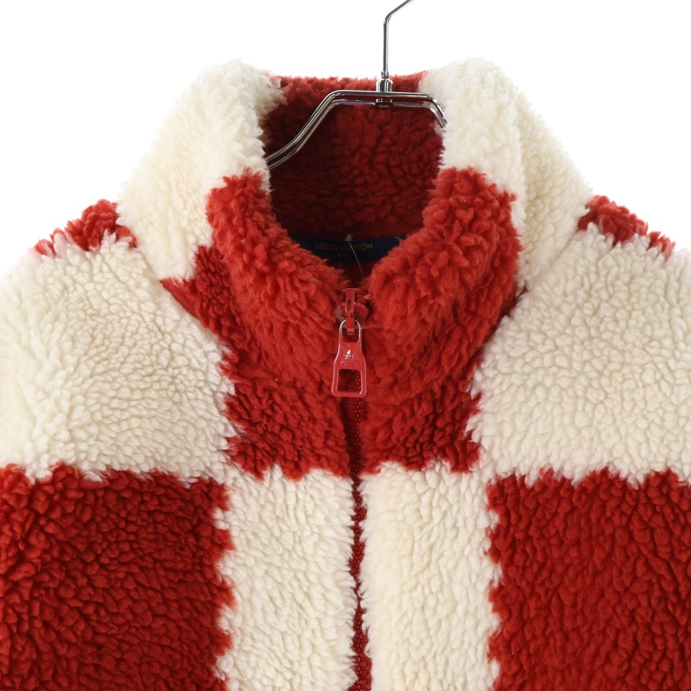 LOUIS VUITTON(ルイヴィトン) 22AW ×NIGO Damier Fleece Jacket ニゴ ダミエ ボアフリースジャケット レッド/ホワイト RM221M I03 HMY04W