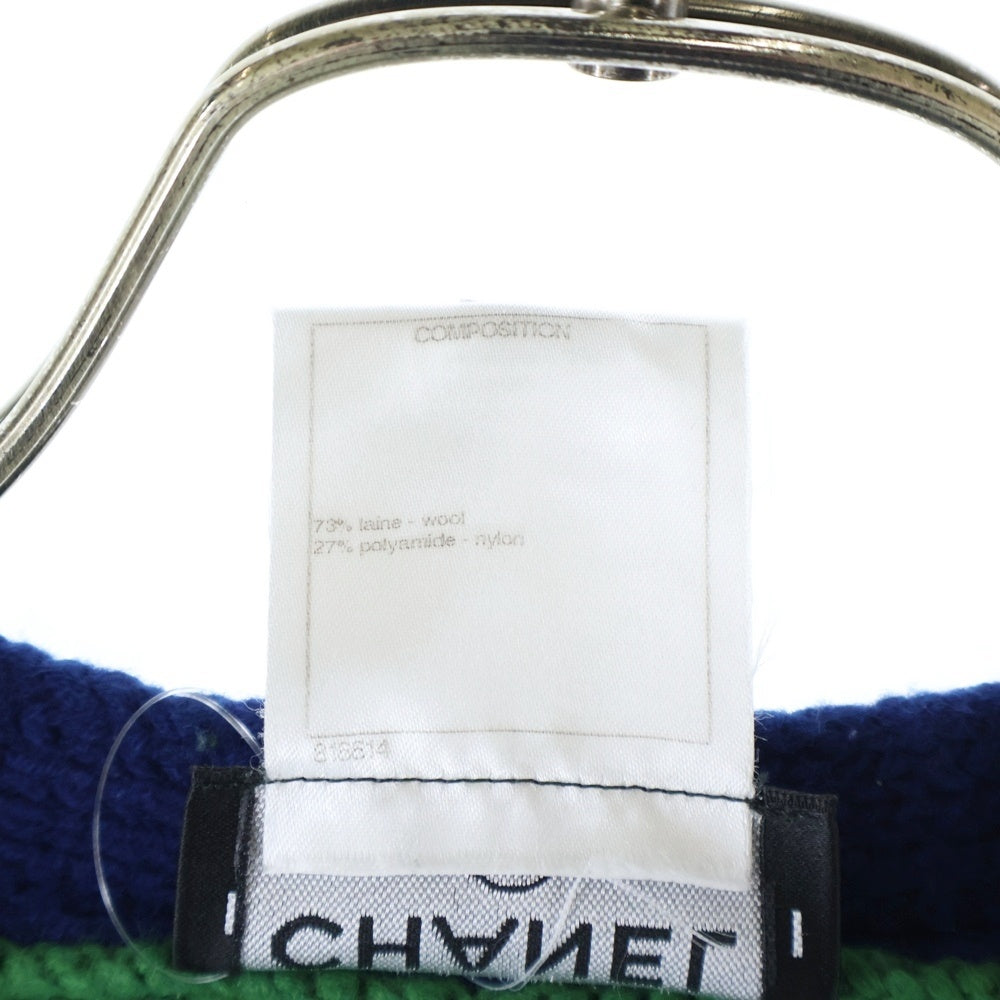 CHANEL(シャネル) フラワーワッペン付き ケーブルニットカーディガン レディース グリーン P52021K06682