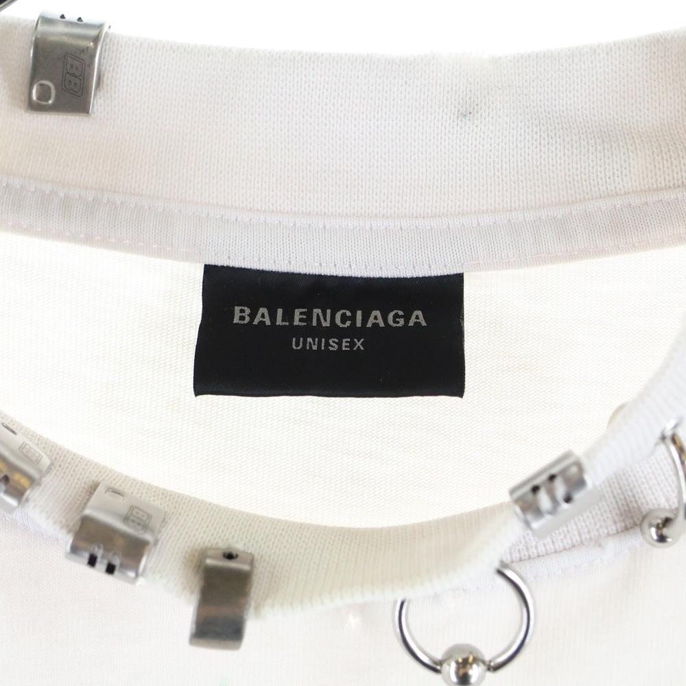 BALENCIAGA(バレンシアガ) Pierced T-shirt Oversized ピアス Tシャツ オーバーサイズ クルーネック半袖カットソー ホワイト 761460 TPVD4