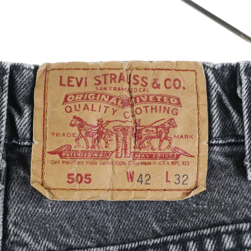 Levi's(リーバイス) 90s 505 先染め ブラックデニム ジーンズ テーパード バギー カットオフ ブラック