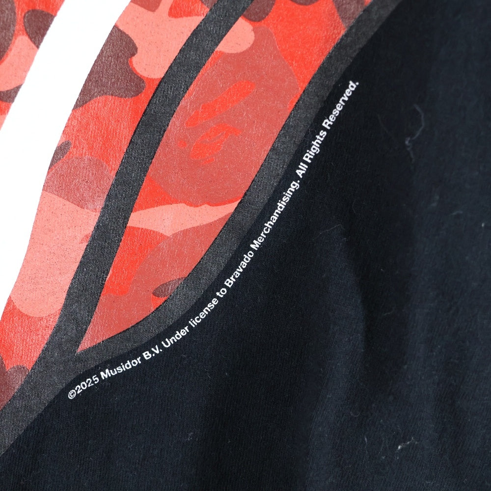 A BATHING APE(アベイシングエイプ) 25ss ×Rolling stones リップタンプリント 半袖 クルーネック Tシャツ ブラック 001TEL231908C