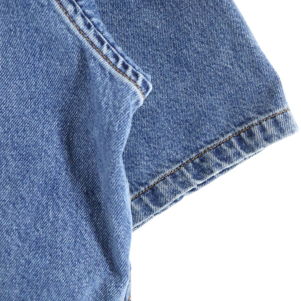 BALENCIAGA(バレンシアガ) 19AW フロント刺繍ロゴ デニムロングシャツ 半袖ワンピース インディゴ レディース 600150 THW25