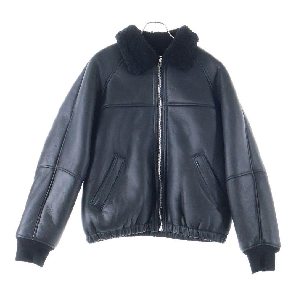 SCHOTT(ショット) 23AW ×Supreme Shearling Bomber シュプリーム シアリング ボンバー ジップアップ レザージャケット ブラック J91F23