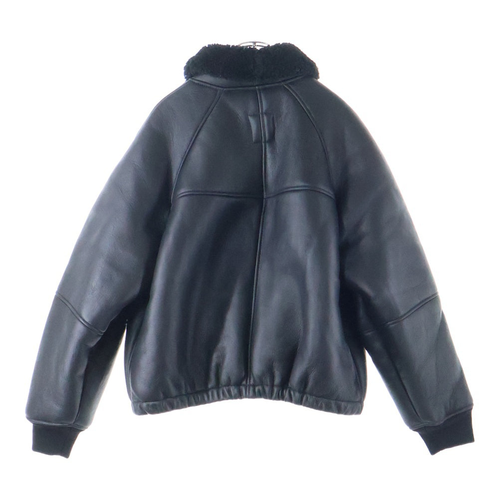 SCHOTT(ショット) 23AW ×Supreme Shearling Bomber シュプリーム シアリング ボンバー ジップアップ レザージャケット ブラック J91F23