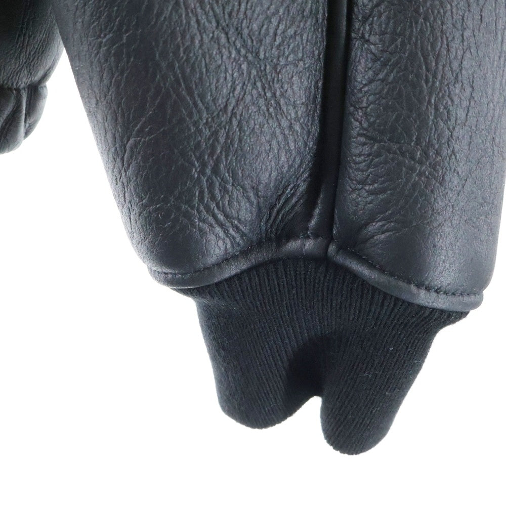 SCHOTT(ショット) 23AW ×Supreme Shearling Bomber シュプリーム シアリング ボンバー ジップアップ レザージャケット ブラック J91F23