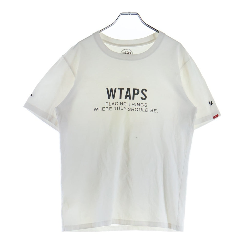 WTAPS(ダブルタップス) 胸ロゴプリント バックホワイトプリント 半袖 クルーネック Tシャツ ホワイト