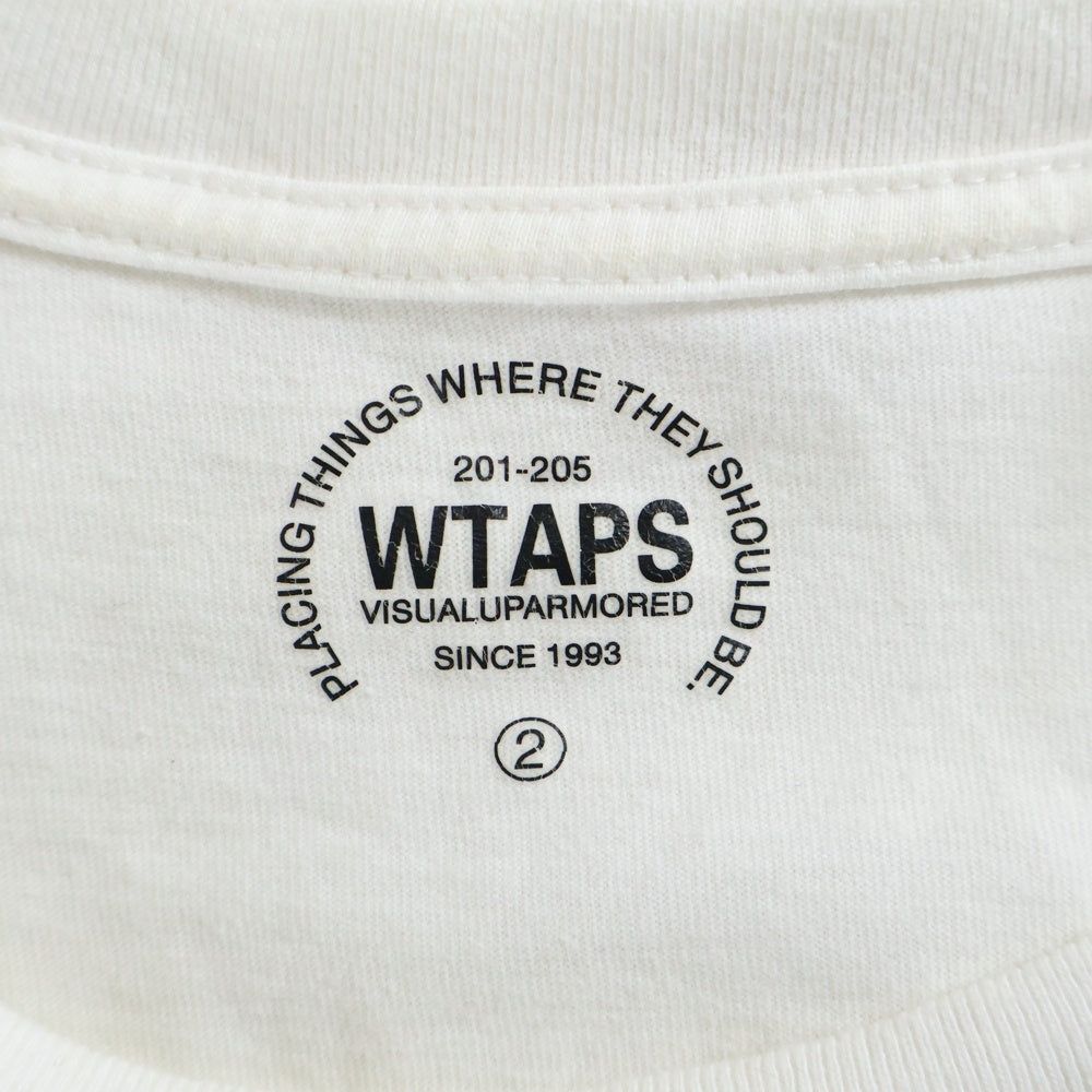 WTAPS(ダブルタップス) 胸ロゴプリント バックホワイトプリント 半袖 クルーネック Tシャツ ホワイト