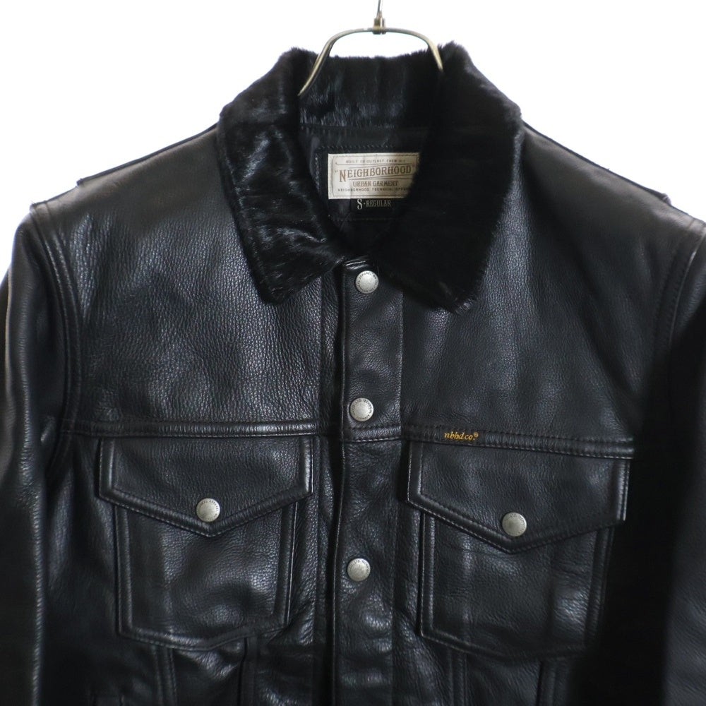 NEIGHBORHOOD(ネイバーフッド) 13AW HUDSON/HL-JKT レザージャケット ハラコカラー ボタンフライ ブラック 132SSNH-JKM04