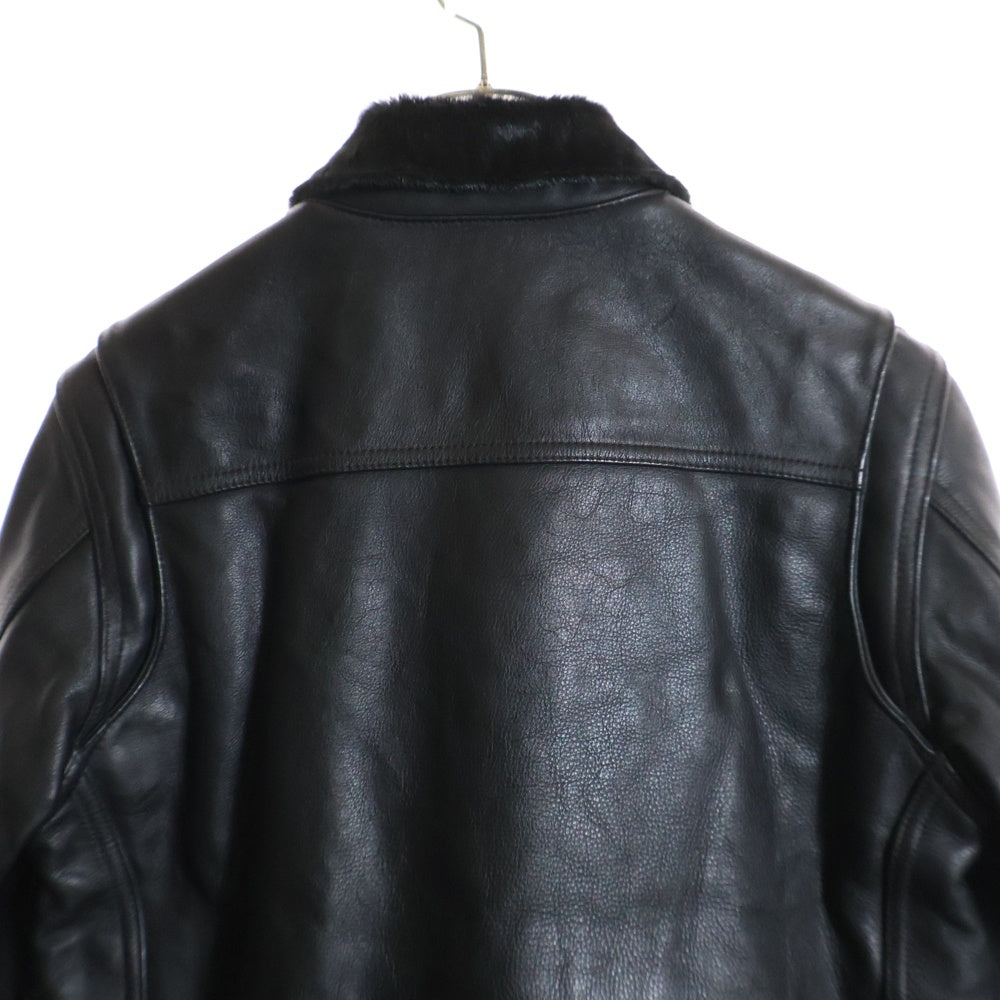 NEIGHBORHOOD(ネイバーフッド) 13AW HUDSON/HL-JKT レザージャケット ハラコカラー ボタンフライ ブラック 132SSNH-JKM04