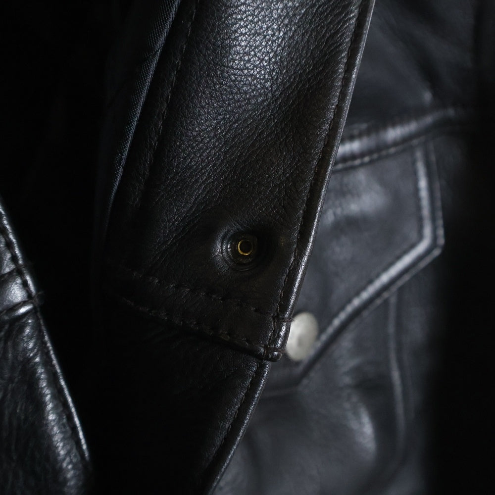 NEIGHBORHOOD(ネイバーフッド) 13AW HUDSON/HL-JKT レザージャケット ハラコカラー ボタンフライ ブラック 132SSNH-JKM04